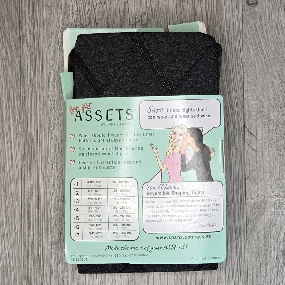 Spanx Love Your Assets Reversible Shaping Tights - Flipside Diamond Size 3 Black